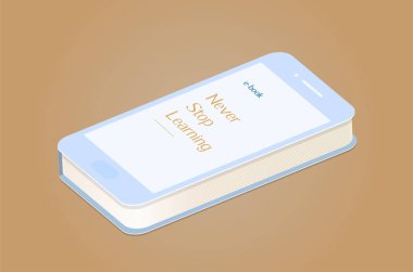 Modern dijital e-kitap kağıt kitap akıllı telefon simgesi