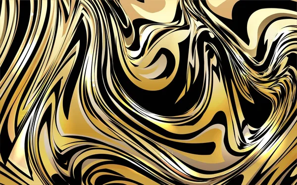 Fondo abstracto espalda y oro, pigmento de pintura fluida mezclado — Vector de stock