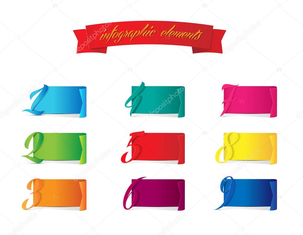 Colorful numbered ribbons for info-graphic lists to illustrate