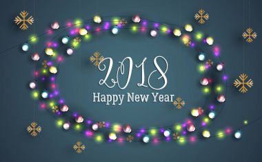 Mutlu yeni yıl arka plan garland lambalı tebrik