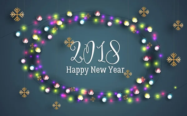 Mutlu yeni yıl arka plan garland lambalı tebrik