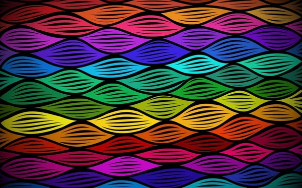 Abstrakte handgezeichnete Wellen Muster, bunte Regenbogenhintergrund — Stockvektor