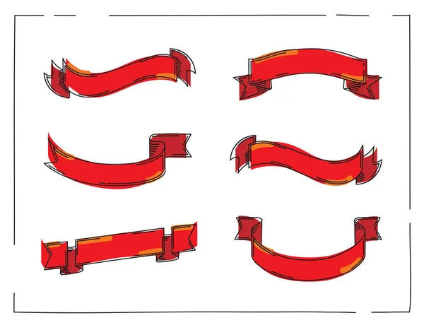 Bänder Sammlung, künstlerische moderne Grafik, Umriss — Stockvektor