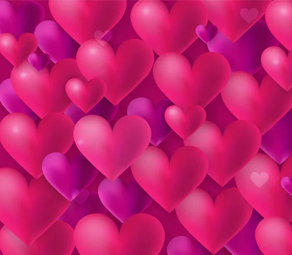 Feliz día de San Valentín amor fondo con muchos corazones volando en — Archivo Imágenes Vectoriales