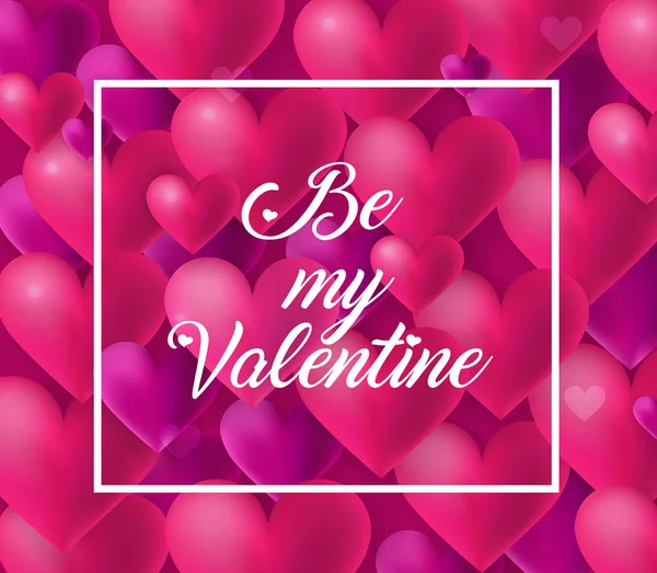 Jadilah kartu ucapan Valentine saya dengan banyak gelembung hati pada - Stok Vektor