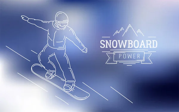 Snowboard achtergrond met lijnafbeelding van dynamc snowboarden — Stockvector