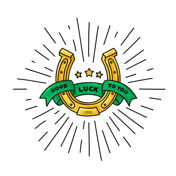 Good luck simbol, horseshoe vector ilustrasi - Stok Vektor