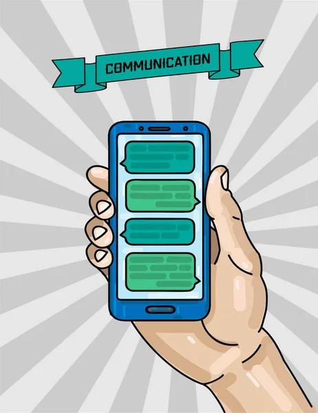 cep telefonu tutan adamın el dijital illüstrasyon 