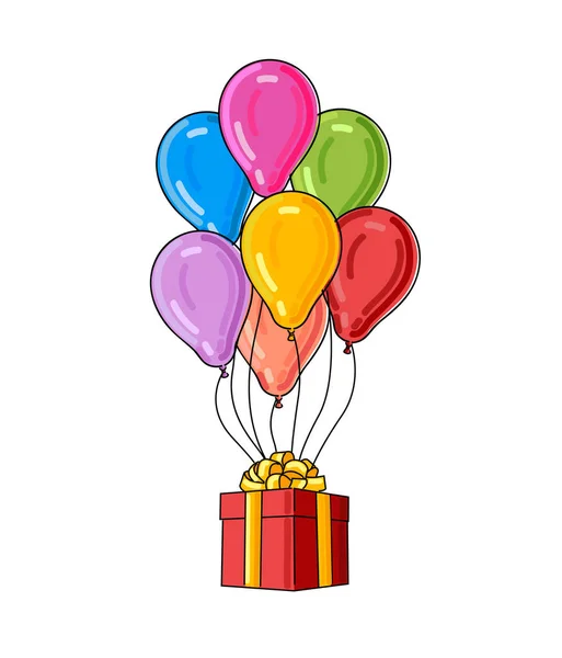 Ballons colorés avec illustration cadeau — Image vectorielle