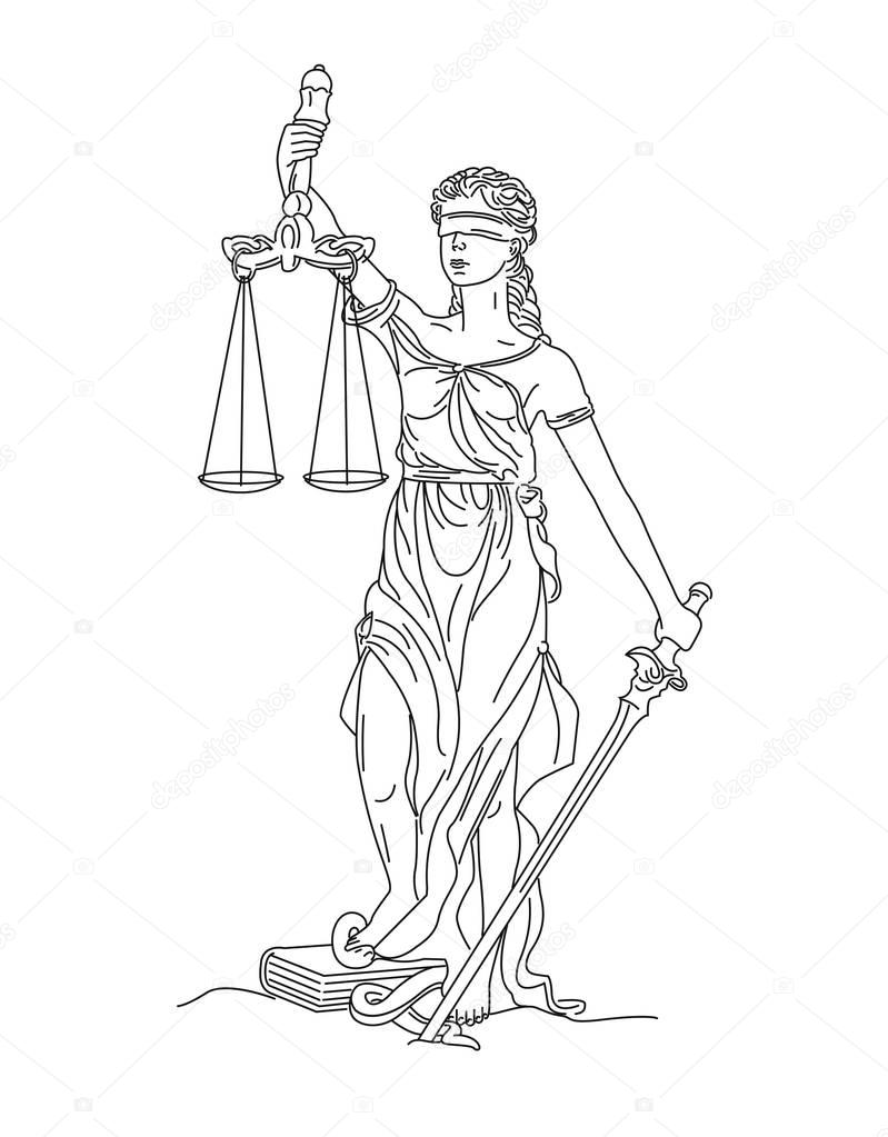Lady Justice linear illustration