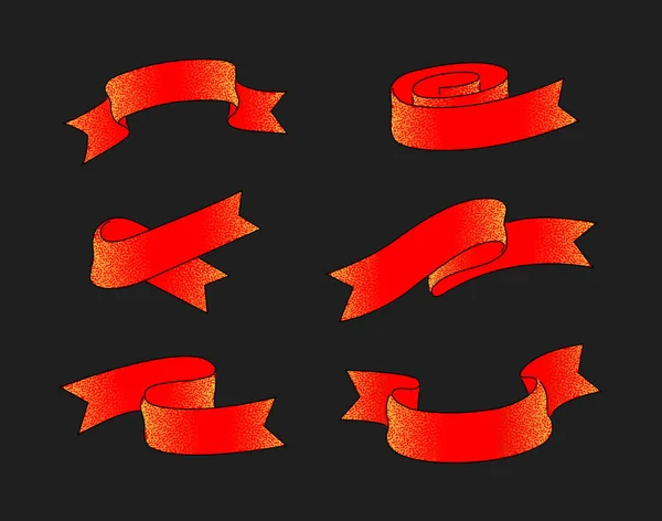 Kırmızı kurdele eskiz grafik içinde dizi — Stok Vektör