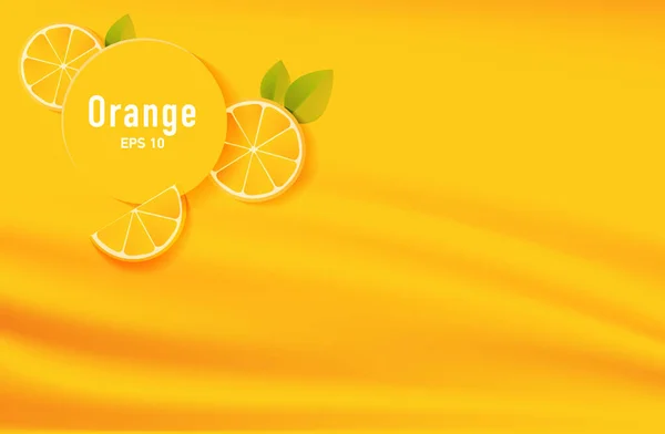 Fundo laranja com fatias de laranja — Vetor de Stock