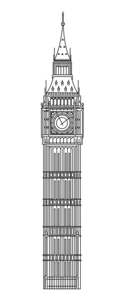 Ilustración lineal Big Ben — Archivo Imágenes Vectoriales