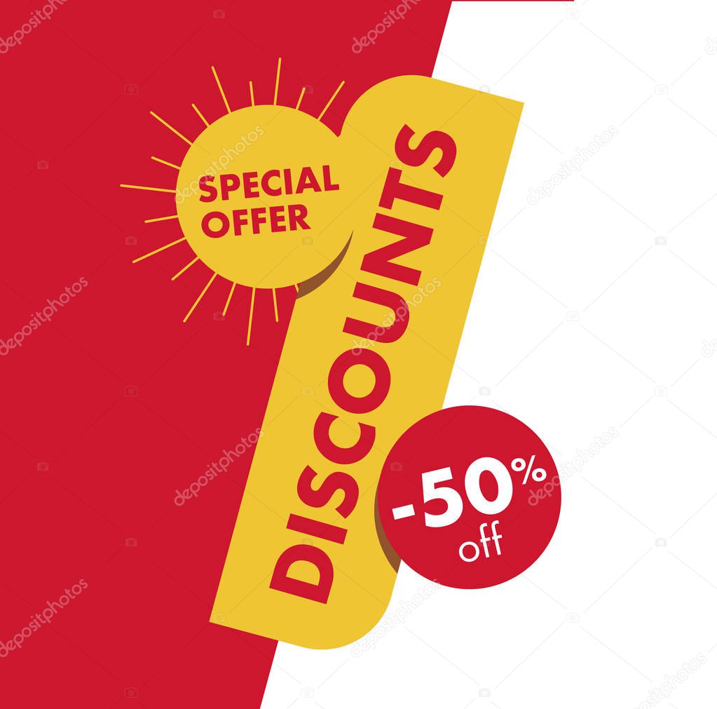 Summer discount label in a shape of discount with sun, isolated 