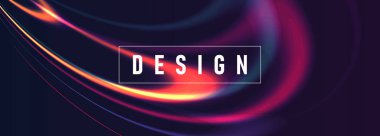 Bulanık sihirli neon ışık kıvrımlı çizgilerle kırmızı soyut arkaplanın vektör çizimi, tasarım tipografisi olan sıvı ışık soyut şekilleri