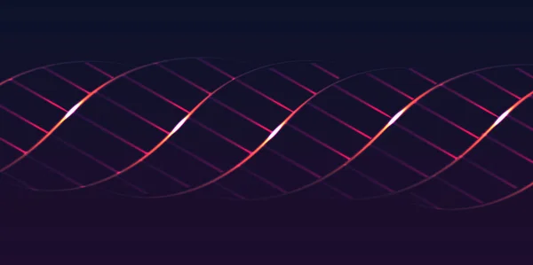 DNA curve glowing forming texture on dark background — ストックベクタ