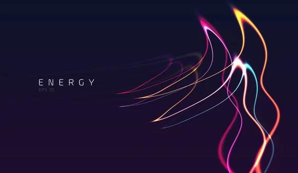 Path of colour neon lights forming curved shape abstract background — ストックベクタ