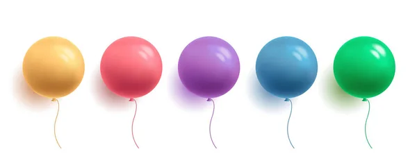 Set balon berwarna mengkilap dalam bentuk bundar, bola warna 3d, ilustrasi vektor terisolasi - Stok Vektor