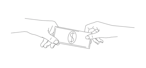 Оплата Деньгами Покупка Покупка Товара Линейка Художественных Векторных Иллюстраций Руки — стоковый вектор