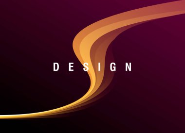 Tasarım metni olan koyu pembe premium arkaplan üzerinde zarif eğri, uzayda soyut dalga oluşturan eğimli çizgiler