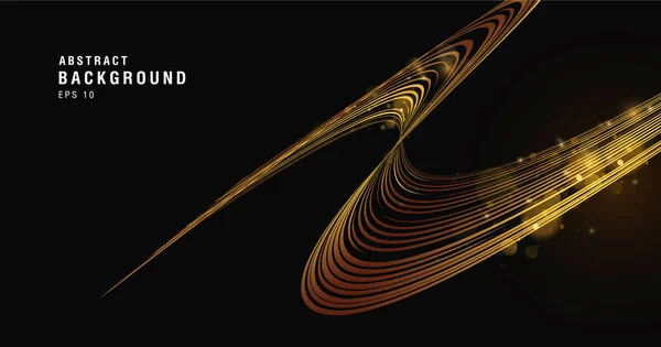 幾何学的な空間の曲線の黄金のグラフィック3D要素 光沢のあるプレミアム背景 カバー壁紙 — ストックベクタ