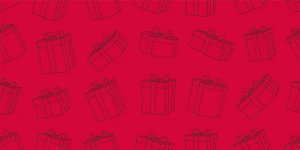 Textura Patrón Rojo Sin Costuras Con Cajas Regalo Dibujadas Mano — Archivo Imágenes Vectoriales