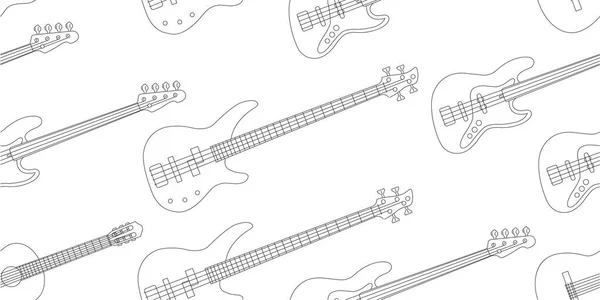 Bas Elektro Gitar Hattı Siluetinin Kusursuz Deseni Basit Gerçekçi Doğrusal — Stok Vektör