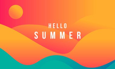 Deniz manzaralı, güneşli ve dalgalı soyut düz arkaplan, basit bir gradyan duvar kağıdı örtüsü.