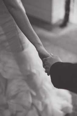 Erkek ve kadın elele, bw vintage sesi