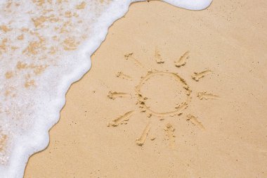 güneş kum üzerinde çizim görüntü