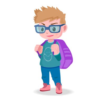 bir sırt çantası ile gülümseyen okul çocuğu