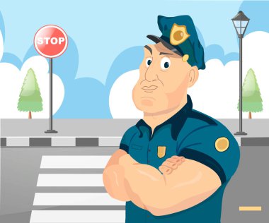 Polis memuru şehir arka plan üzerinde