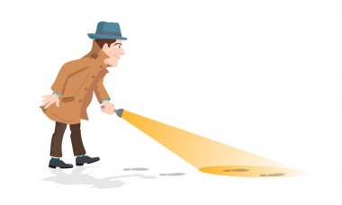 Bir el feneri tutan Dedektif.