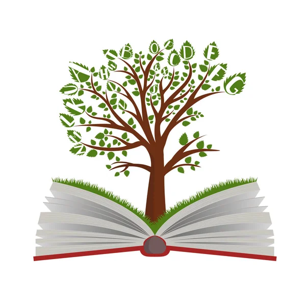 Znalostního stromu z otevřené knihy — Stockový vektor