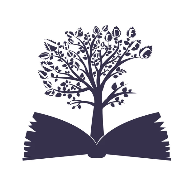 Arbre dans le livre illustration logo unique conception éducation — Image vectorielle