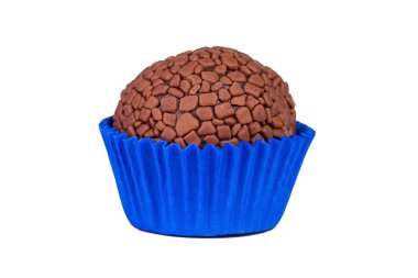 Traditional handmade Brazilian chocolate candy called brigadeiro. Isolated on white background. clipart