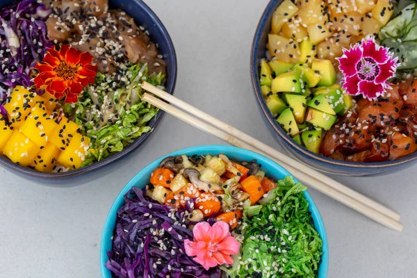 Poke Bowls 夏威夷的传统食物 — 图库照片