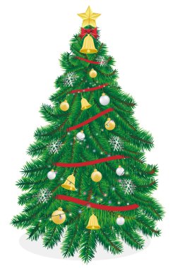 Beyaz bir arka plan üzerinde Noel ağacı vektör