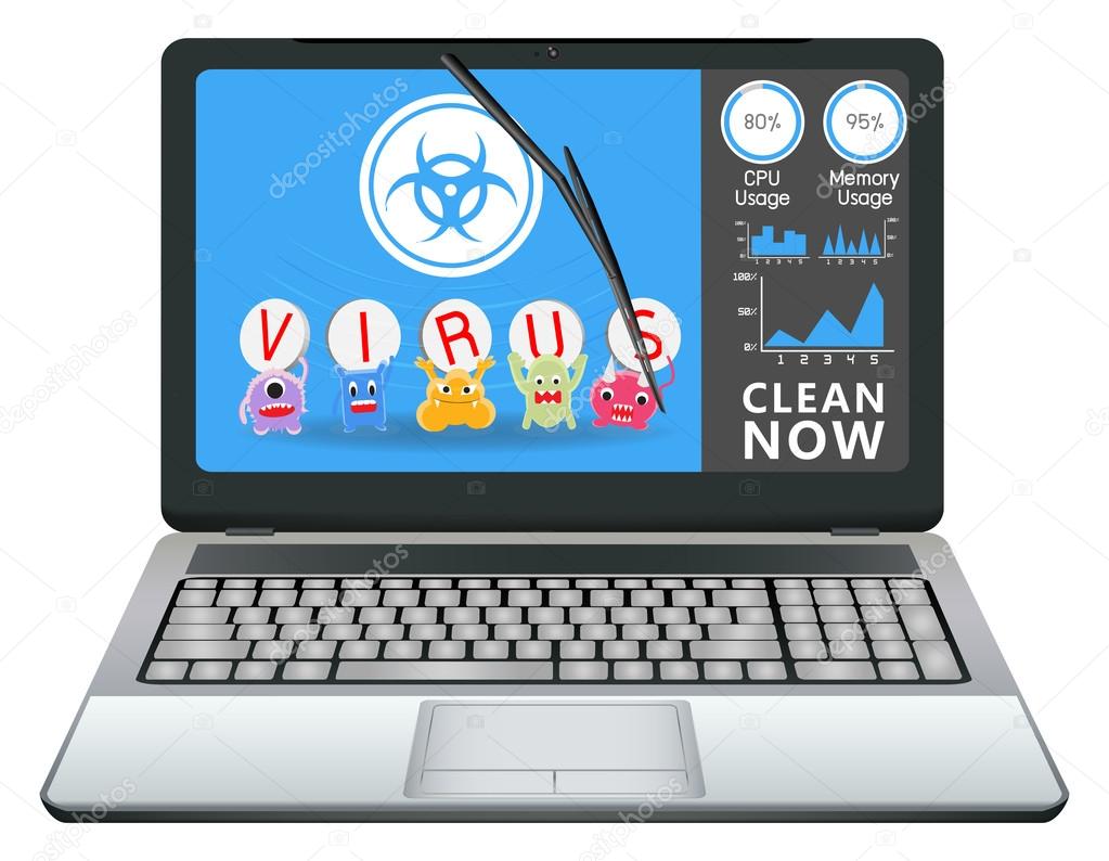 desktop computer with virus cleaning application