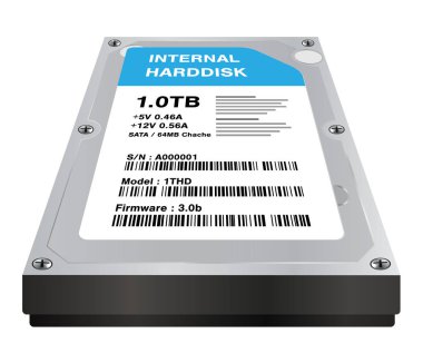 gerçek beyaz bir arka plan üzerinde 3d iç sabit disk depolama