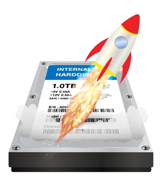 Vnitřní harddisk s raketou zvýšení rychlosti — Stockový vektor