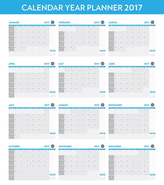 Un calendrier de planification de l'année 2017 — Image vectorielle