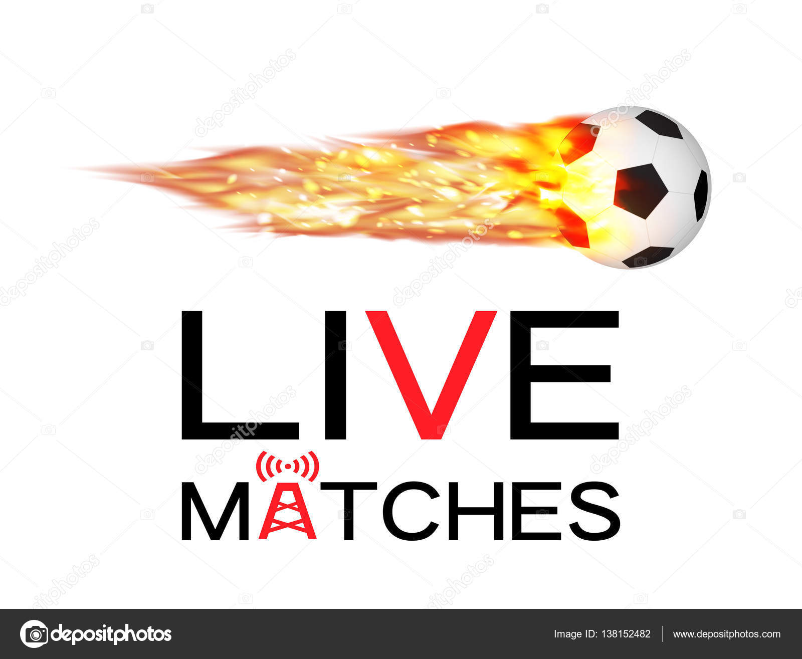 Live soccer football match with football burning fire logo Stock Vector by ©siiixth 138152482