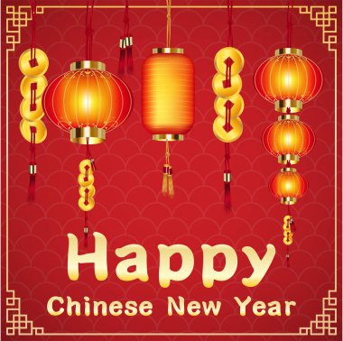 mutlu Çin yeni yılı Çin fener ile