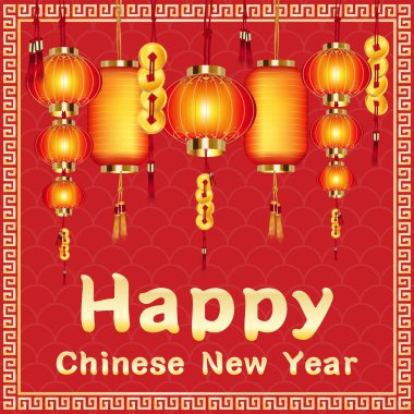 mutlu Çin yeni yılı Çin fener ile