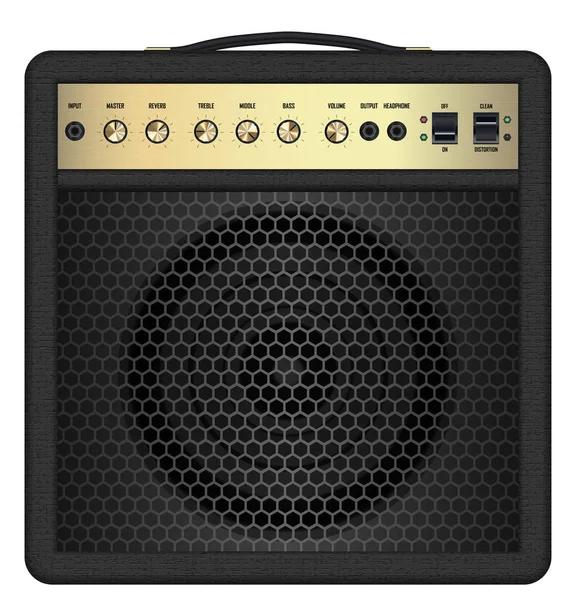 Real classic black guitar amplifier vector — Stock Vector