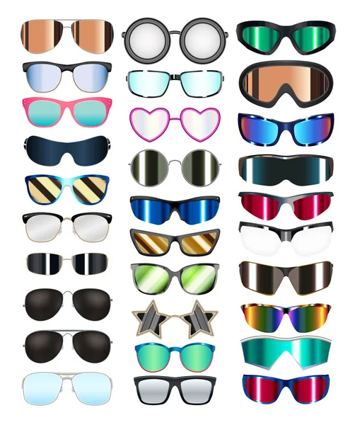 Conjunto de gafas de estilo colorido real vector — Archivo Imágenes Vectoriales