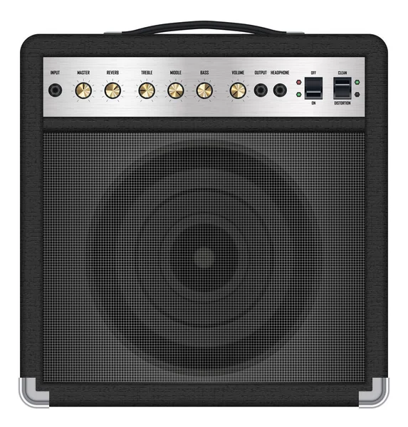 Real classic black guitar amplifier vector — Stock Vector