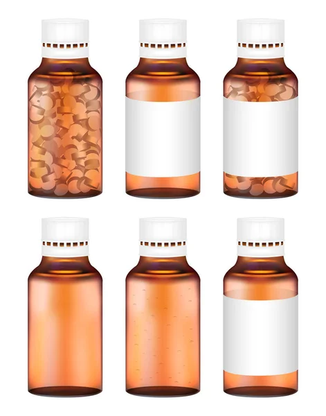 Prawdziwego bursztynu butelki tabletek leku — Wektor stockowy