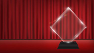 gerçek 3d kırmızı perde sahne arka plan şeffaf akrilik ödül